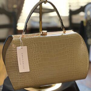 Olive Croc Vintage Style Handbag, New with tags